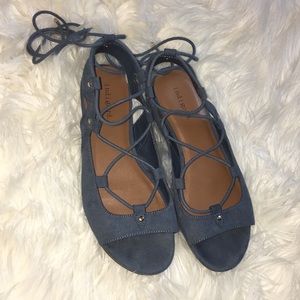 Indigo rd blue velvet leather gladiator sandals